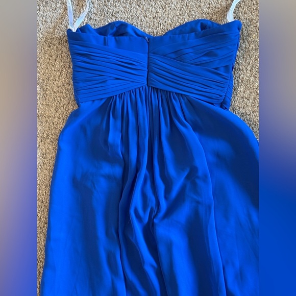 DAVID’S BRIDAL Cobalt Blue Short Chiffon Strapless Mini Dress Size 8 - Picture 5 of 8